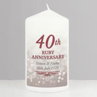 Personalised 40th Ruby Anniversary Pillar Candle Extra Image 1 Preview